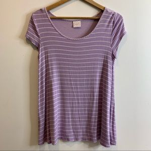 ☀️ 3/$15 Marina Luna Purple White Striped Short Sleeve Tee